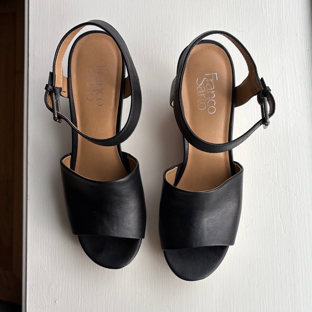 Franco Sarto Black and Tan Women's Sandals